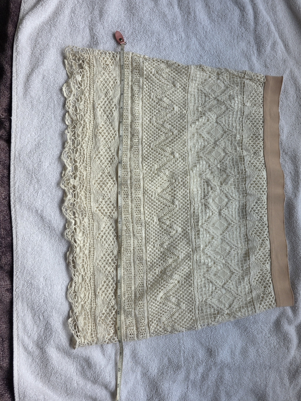 American Eagle Cream Lace Mini Skirt Size 10 Blush Waistband - Picture 8 of 9